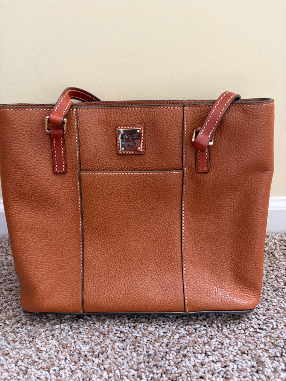 Dooney & Bourke Pebble Leather Tote in Cognac Brown